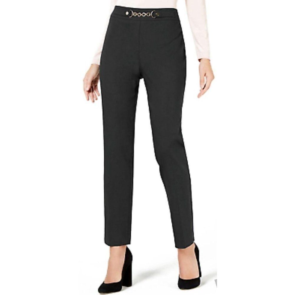 JM Collection Chain-Accent Pull-On Pants Black